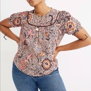 Madewell Yoked Puff-Sleeve Top in Bali Blooms
